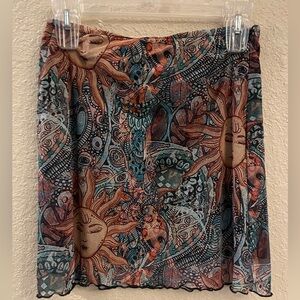 Colorful Sun and Moon Patterned Skirt